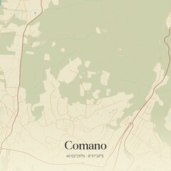Vintage map of Comano, Switzerland.