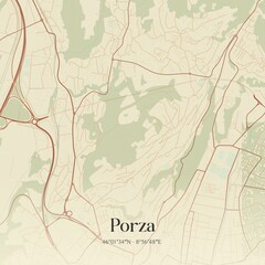 Vintage map of Porza, Switzerland.