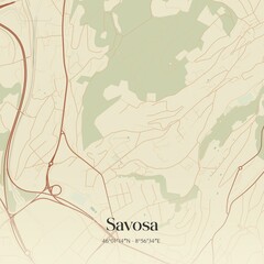 Vintage map of Savosa, Switzerland.