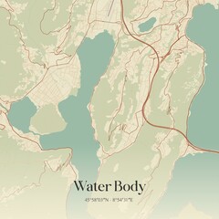 Vintage map of Water Body, Switzerland.