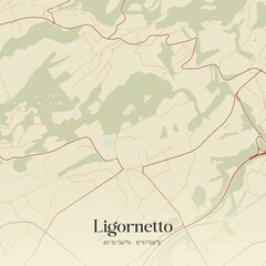 Vintage map of Ligornetto, Switzerland.