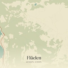 Vintage map of Flüelen, Switzerland.
