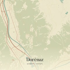 Vintage map of Dorénaz, Switzerland.