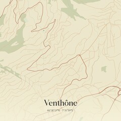 Vintage map of Venthône, Switzerland.