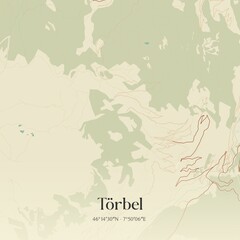 Vintage map of Törbel, Switzerland.