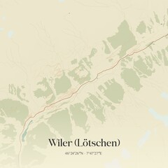 Vintage map of Wiler (Lötschen), Switzerland.