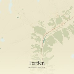 Vintage map of Ferden, Switzerland.