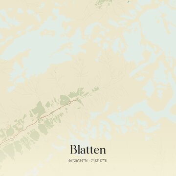 Vintage map of Blatten, Switzerland.
