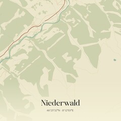 Vintage map of Niederwald, Switzerland.