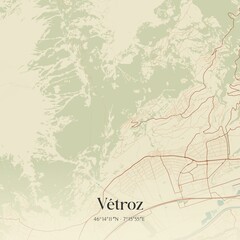 Vintage map of Vétroz, Switzerland.