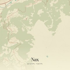 Vintage map of Nax, Switzerland.