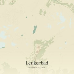 Vintage map of Leukerbad, Switzerland.