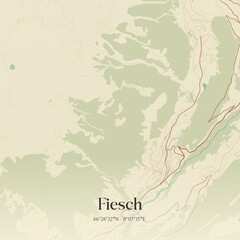 Vintage map of Fiesch, Switzerland.
