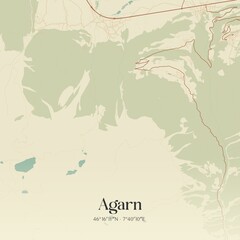 Vintage map of Agarn, Switzerland.