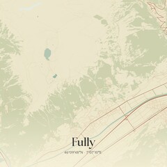 Vintage map of Fully, Switzerland.