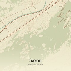 Vintage map of Saxon, Switzerland.