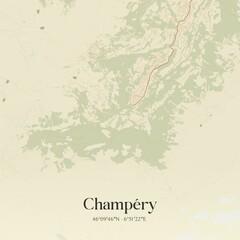 Vintage map of Champéry, Switzerland.