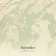 Vintage map of Isérables, Switzerland.