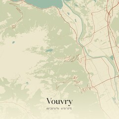 Vintage map of Vouvry, Switzerland.