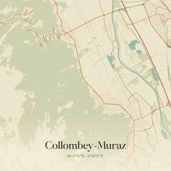 Obraz premium Vintage map of Collombey-Muraz, Switzerland.