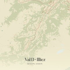 Vintage map of Val D'Illiez, Switzerland.