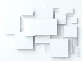Geometric abstract white rectangles layered in a minimal design, creating a modern and clean visual aesthetic.