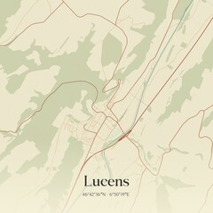 Vintage map of Lucens, Switzerland.