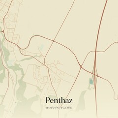 Vintage map of Penthaz, Switzerland.