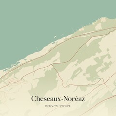 Vintage map of Cheseaux-Noréaz, Switzerland.
