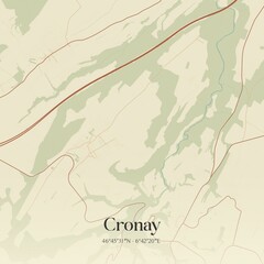 Vintage map of Cronay, Switzerland.