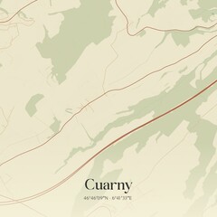 Fototapeta premium Vintage map of Cuarny, Switzerland.