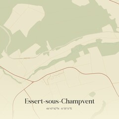 Vintage map of Essert-sous-Champvent, Switzerland.
