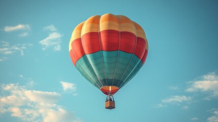 Fototapeta premium Colorful Hot Air Balloon Soaring Through a Sunny Sky