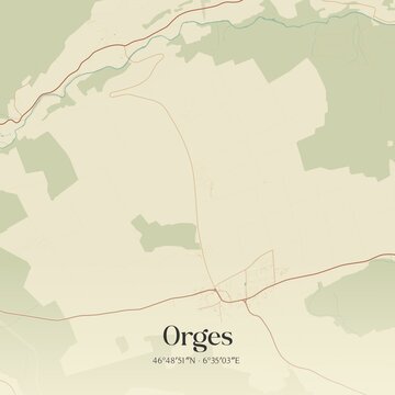 Vintage map of Orges, Switzerland.
