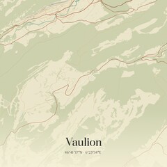 Vintage map of Vaulion, Switzerland.