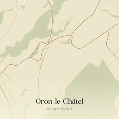 Vintage map of Oron-le-Châtel, Switzerland.