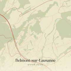 Vintage map of Belmont-sur-Lausanne, Switzerland.