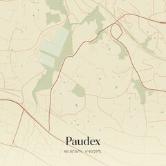 Vintage map of Paudex, Switzerland.