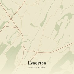 Vintage map of Essertes, Switzerland.