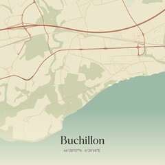 Obraz premium Vintage map of Buchillon, Switzerland.