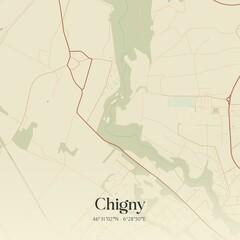 Vintage map of Chigny, Switzerland.
