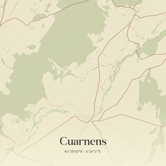 Fototapeta premium Vintage map of Cuarnens, Switzerland.