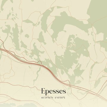 Vintage map of Epesses, Switzerland.