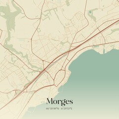 Vintage map of Morges, Switzerland.