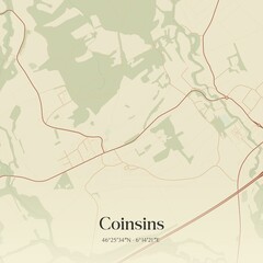 Vintage map of Coinsins, Switzerland.