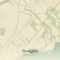 Vintage map of Prangins, Switzerland.