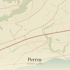 Fototapeta premium Vintage map of Perroy, Switzerland.