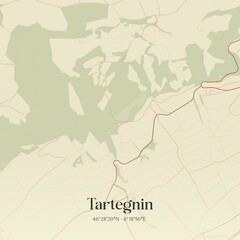 Vintage map of Tartegnin, Switzerland.