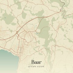 Vintage map of Baar, Switzerland.