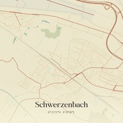 Vintage map of Schwerzenbach, Switzerland.